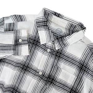 Flannel Shirt Kids Medium 7-8 Black White Plaid Button Down Wonder Nation